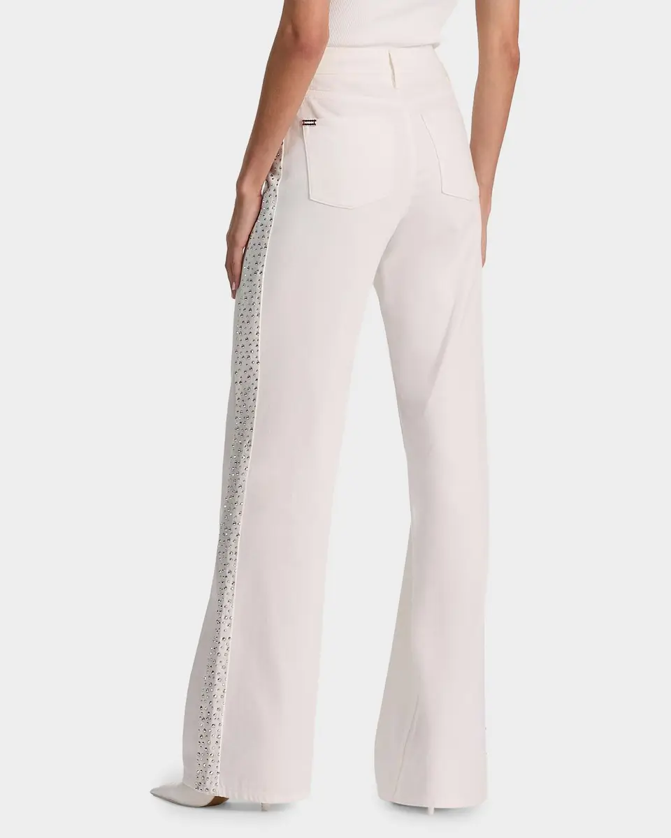 Alice + Olivia Chic High-Rise Embellished Striped Jeans | Thumbnail 3
