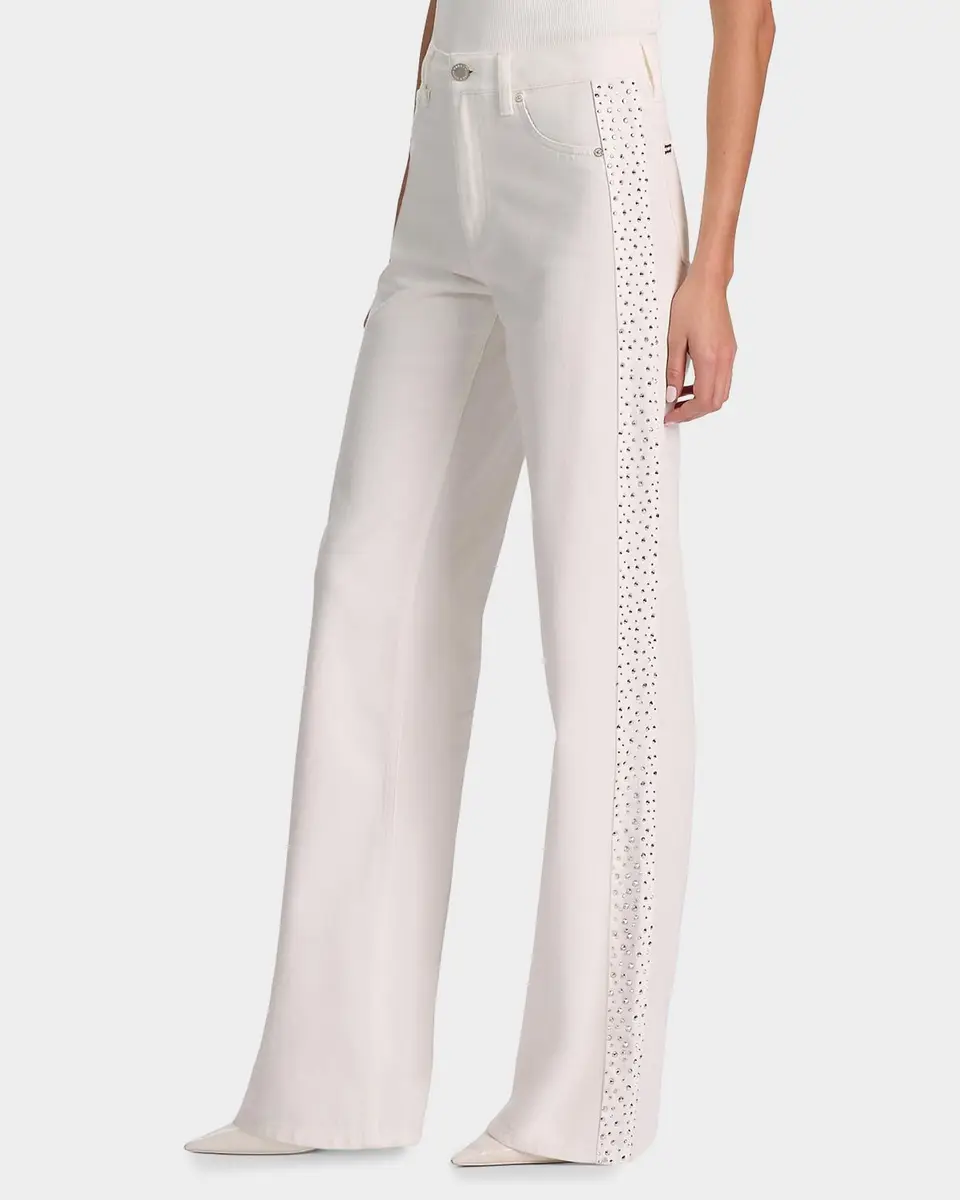 Alice + Olivia Chic High-Rise Embellished Striped Jeans | Thumbnail 6