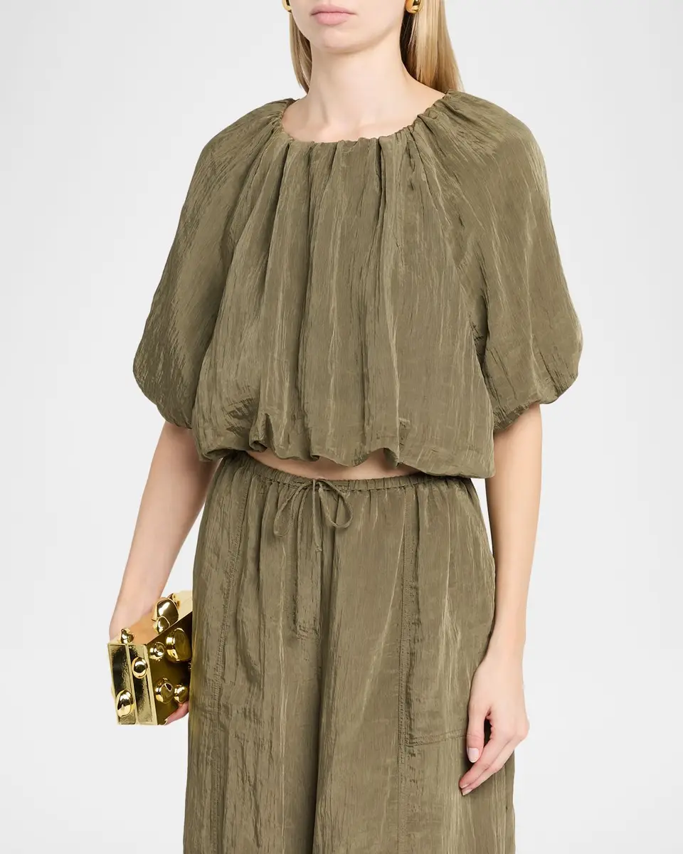 Simkhai Anni Puff-Sleeve Crop Top | Thumbnail 4 Simkhai Anni Puff-Sleeve Crop Top | Thumbnail 4