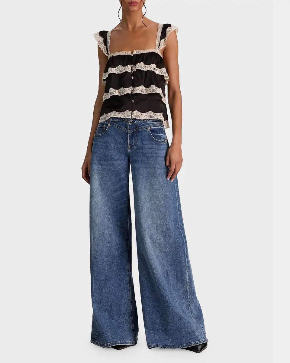 Alice + Olivia Sylvie Tiered Lace Crop Top | Thumbnail 2 Alice + Olivia Sylvie Tiered Lace Crop Top | Thumbnail 2