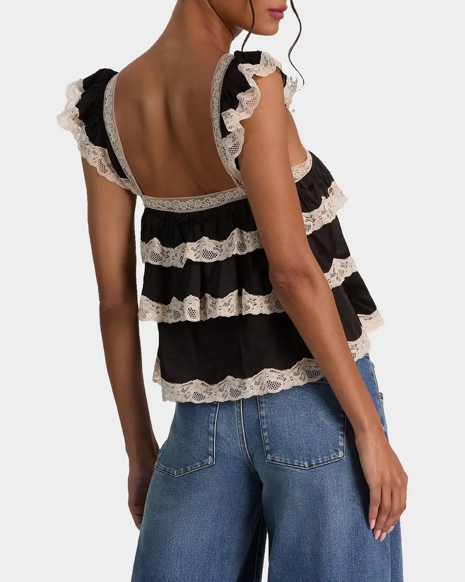 Alice + Olivia Sylvie Tiered Lace Crop Top | Thumbnail 3 Alice + Olivia Sylvie Tiered Lace Crop Top | Thumbnail 3