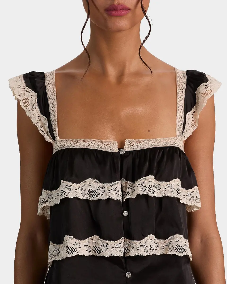Alice + Olivia Sylvie Tiered Lace Crop Top | Thumbnail 5 Alice + Olivia Sylvie Tiered Lace Crop Top | Thumbnail 5