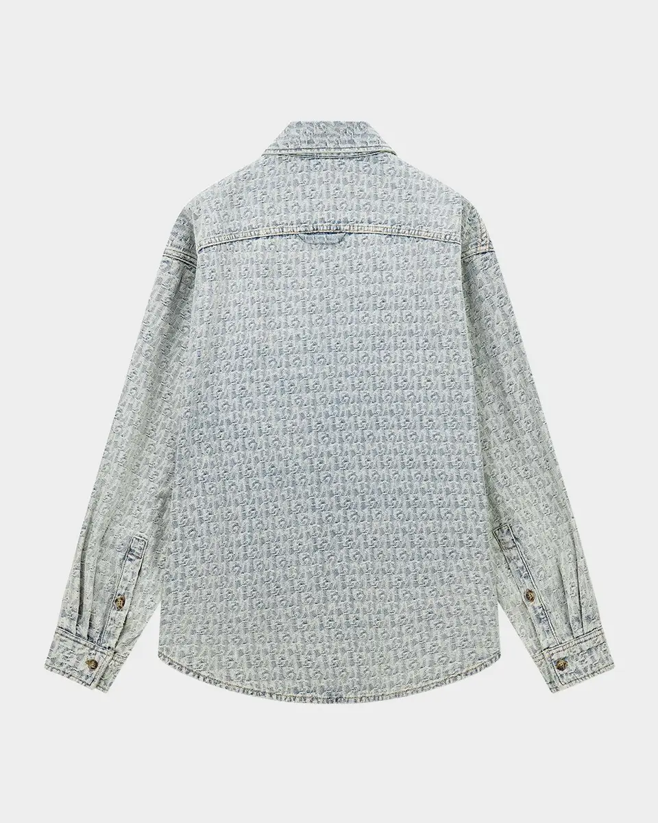 Emporio Armani Men's Monogram Denim Button-Front Shirt | Thumbnail 3