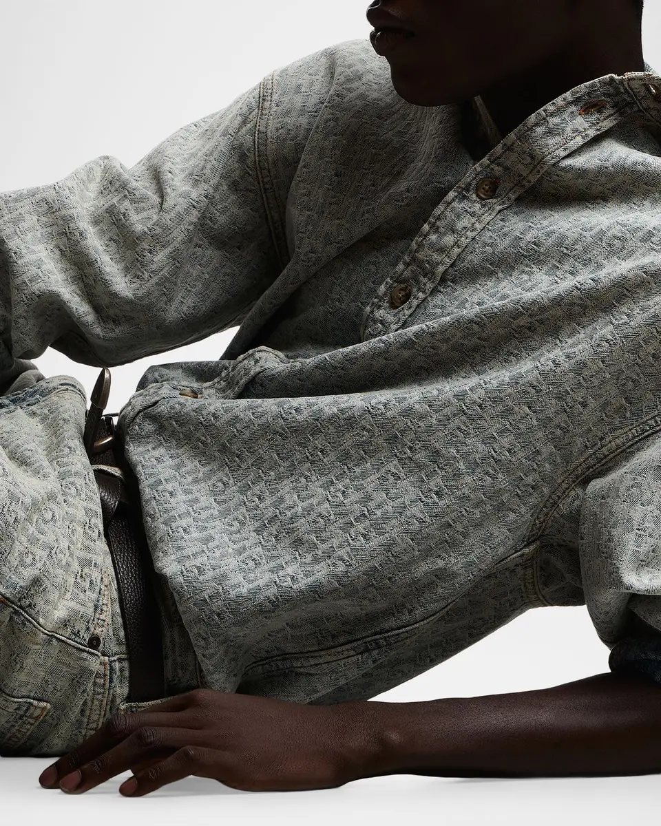 Emporio Armani Men's Monogram Denim Button-Front Shirt | Thumbnail 5