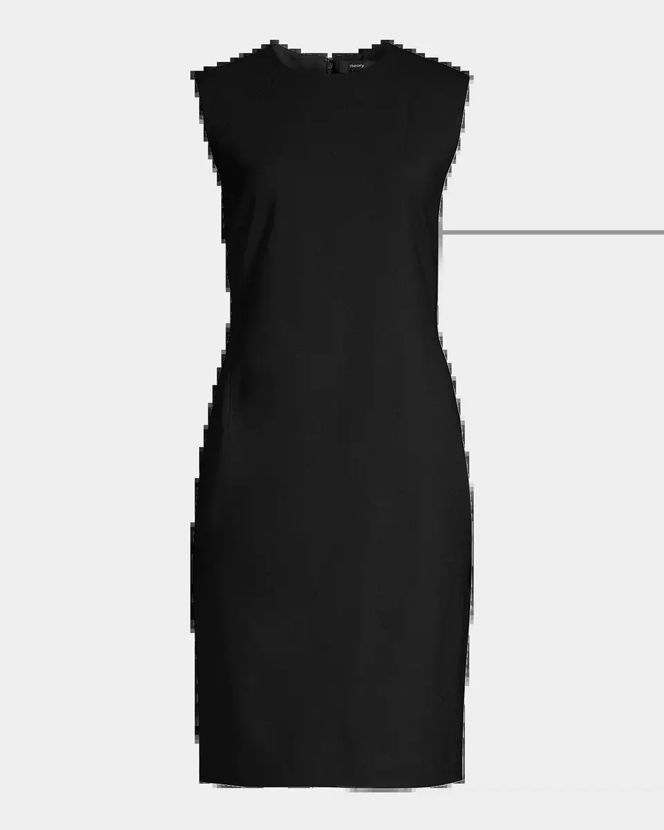 Theory Round Neck Stretch-Wool A-Line Mini Dress | Thumbnail 2