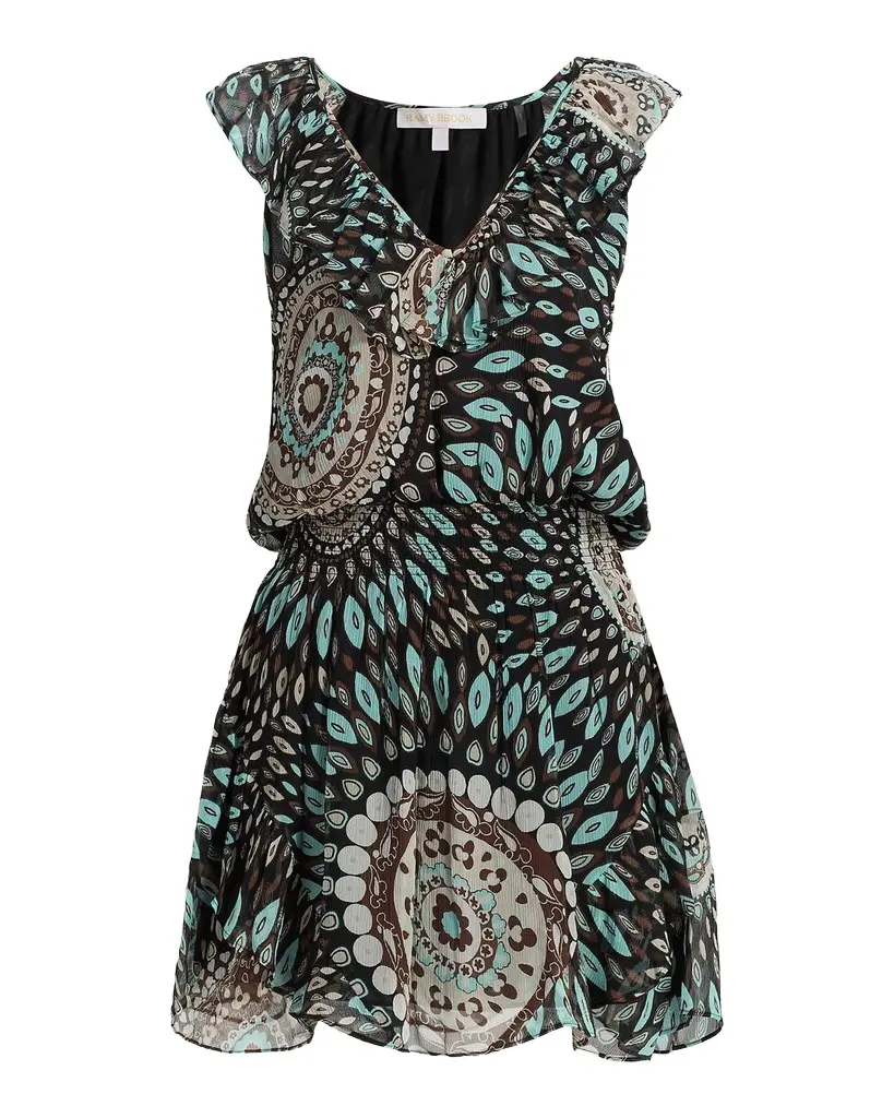 Morgan Printed Silk A-Line Mini Dress Morgan Printed Silk A-Line Mini Dress