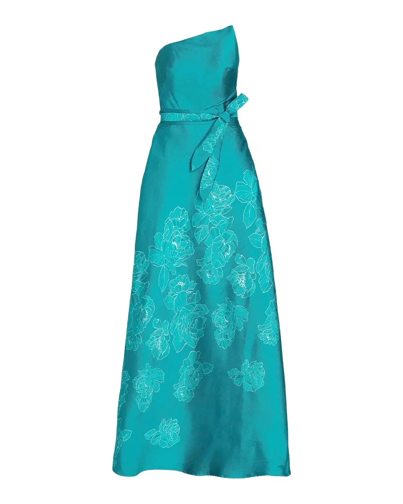 Rene Ruiz Collection Strapless Floral-Embroidered A-Line Gown | Image 1 Rene Ruiz Collection Strapless Floral-Embroidered A-Line Gown | Image 1