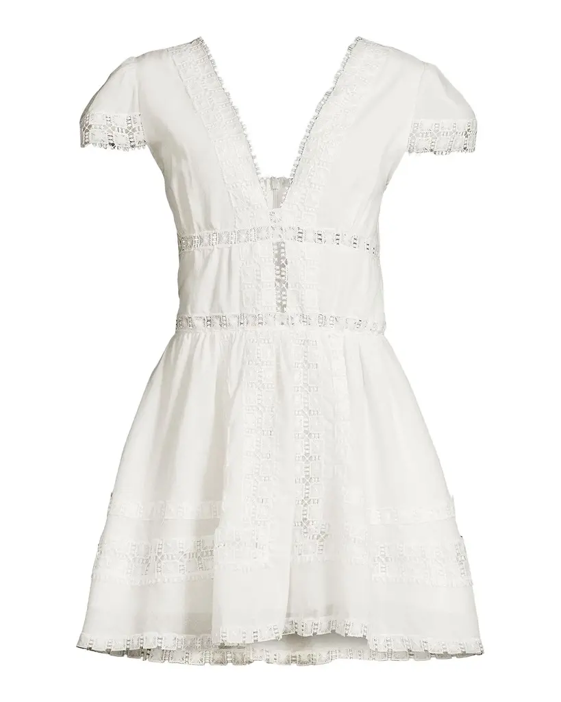 Peixoto Piper Lace-Trimmed Cotton Mini Dress