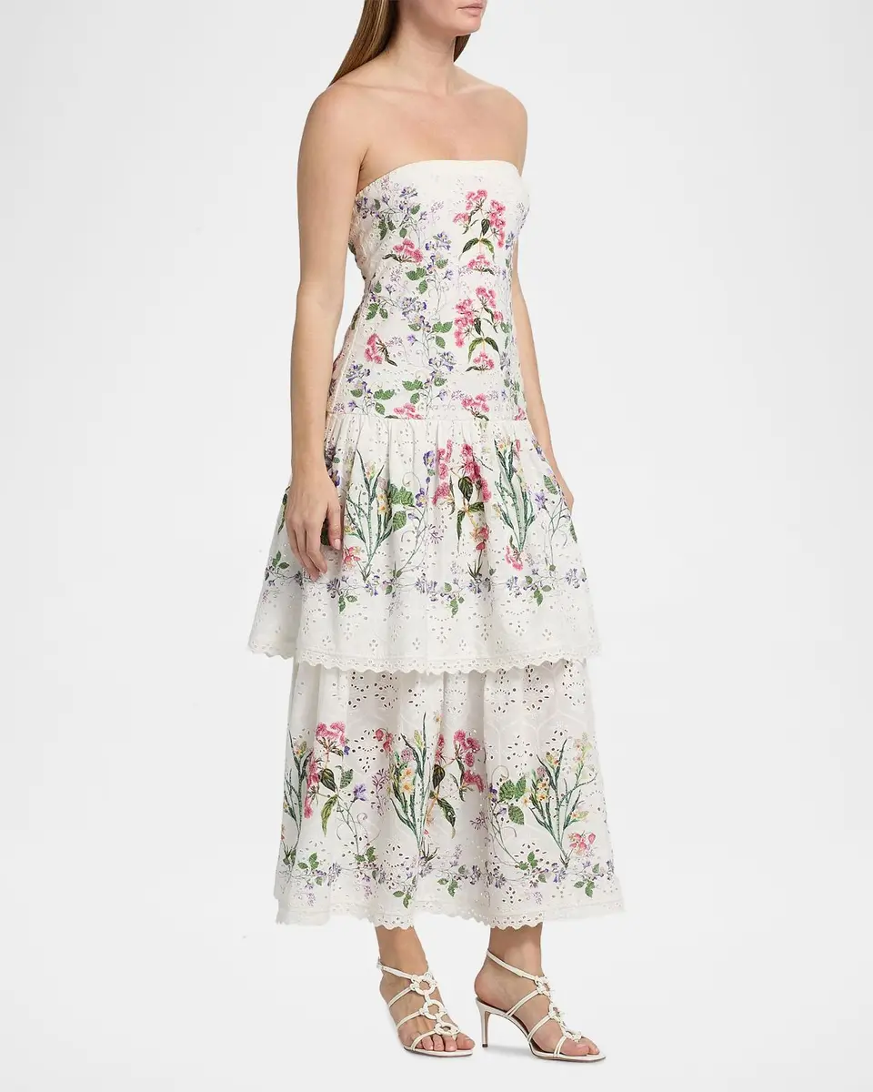 Hemant & Nandita Floral Cotton Tiered Strapless Maxi Dress | Thumbnail 7 Hemant & Nandita Floral Cotton Tiered Strapless Maxi Dress | Thumbnail 7