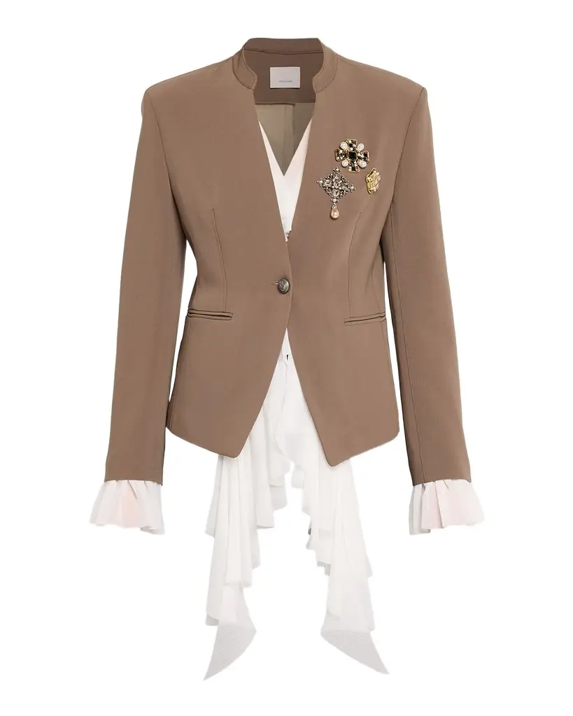 Cinq à Sept Maren Georgette-Trim Crepe Blazer