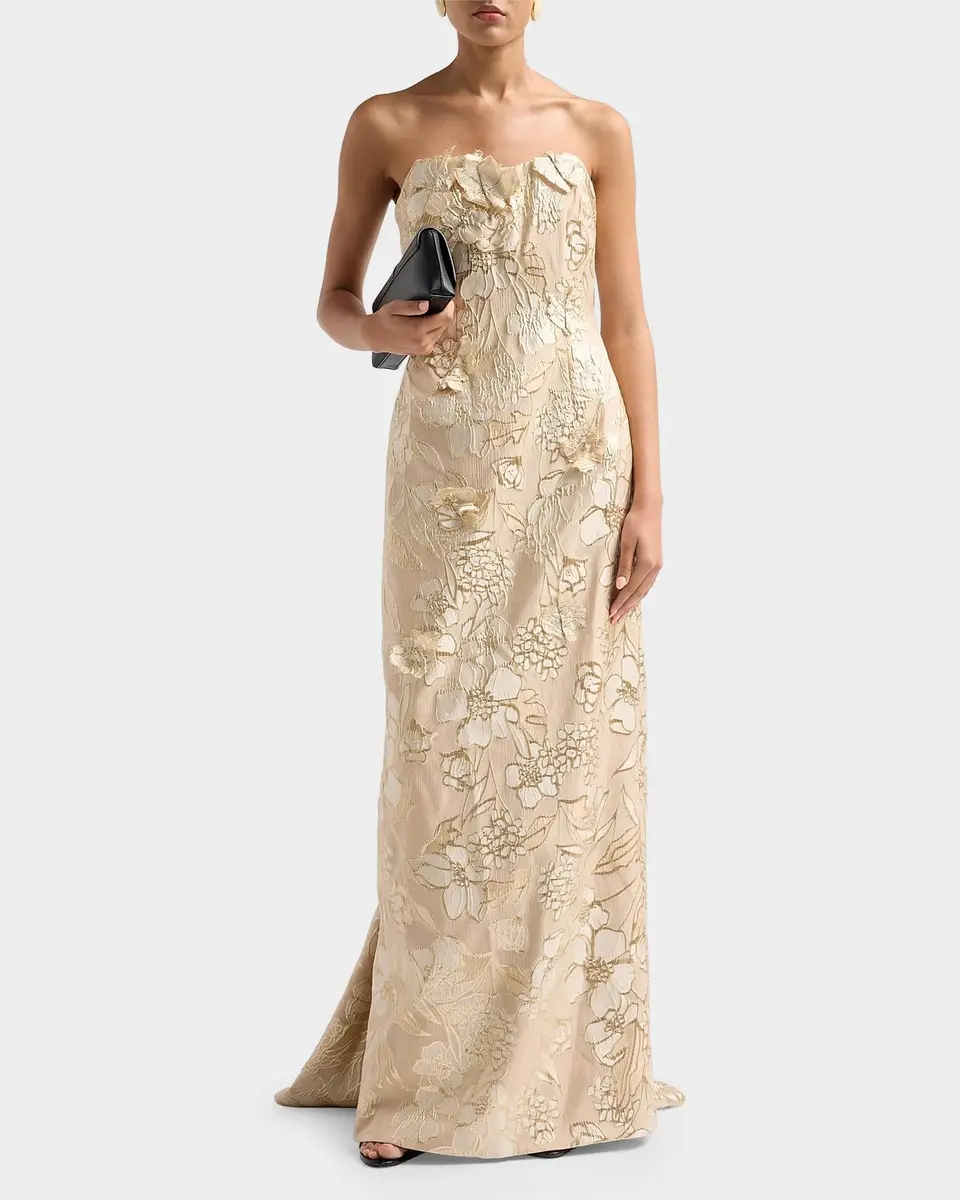 Rene Ruiz Collection Floral Jacquard Train Column Gown | Thumbnail 2 Rene Ruiz Collection Floral Jacquard Train Column Gown | Thumbnail 2