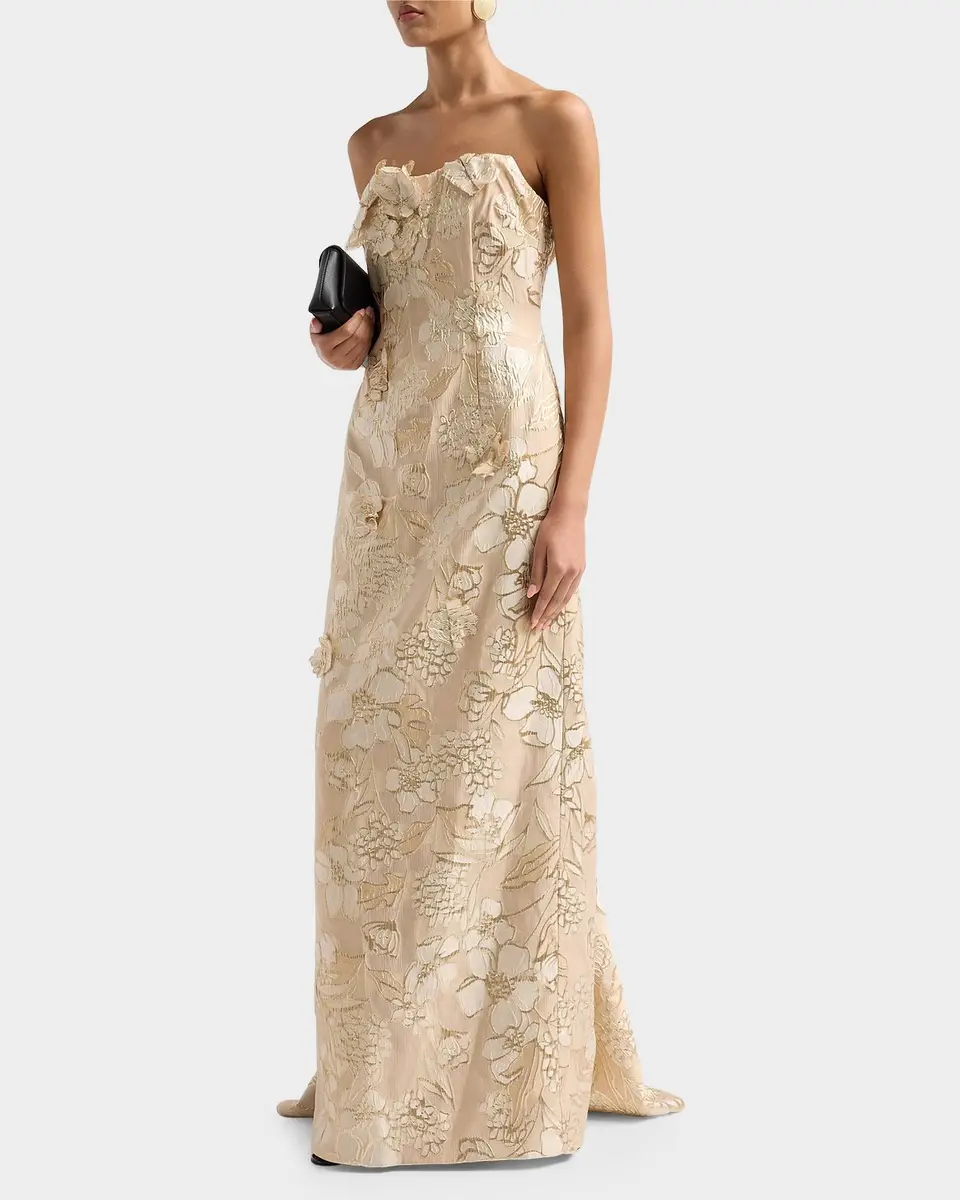 Rene Ruiz Collection Floral Jacquard Train Column Gown | Thumbnail 4 Rene Ruiz Collection Floral Jacquard Train Column Gown | Thumbnail 4