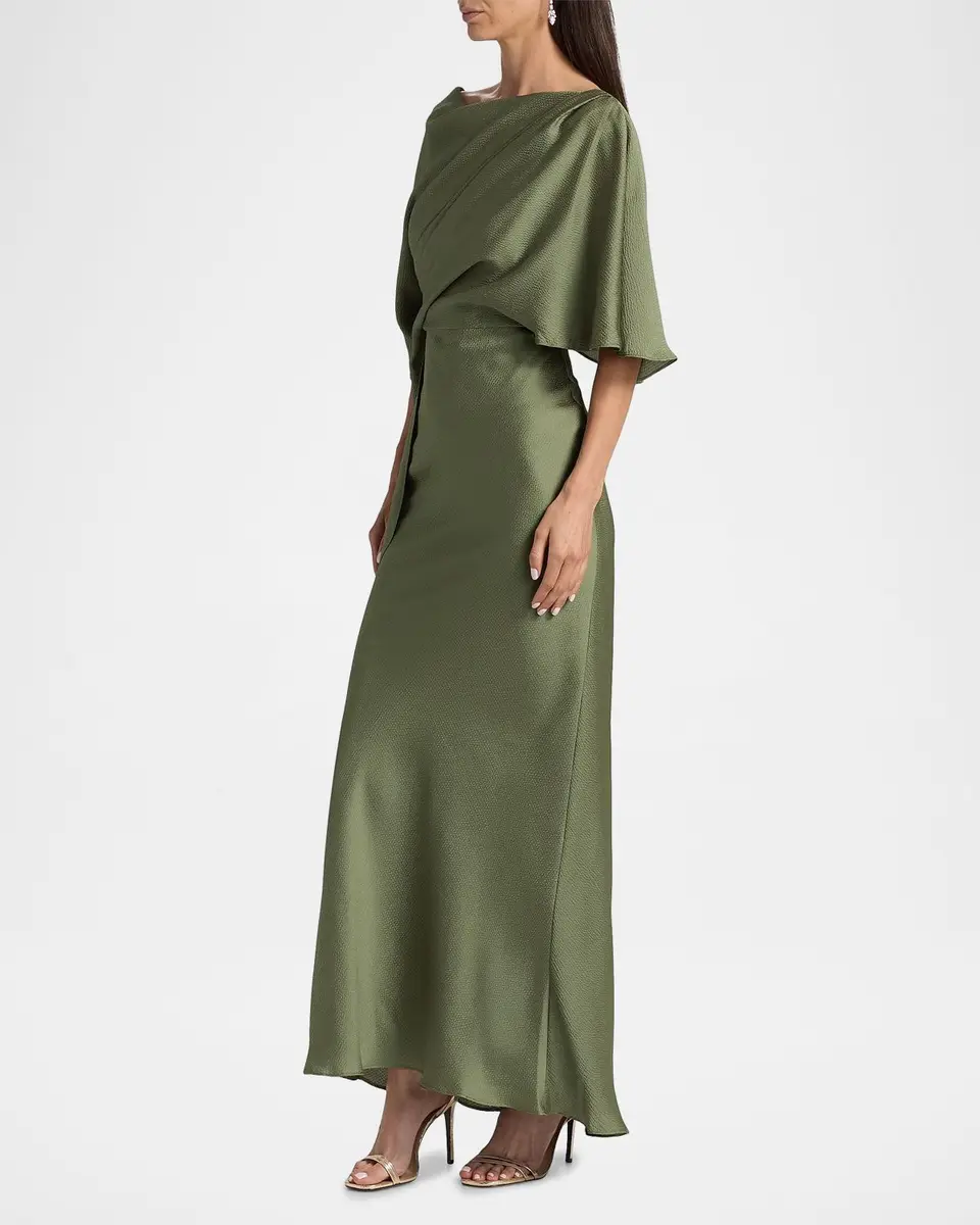 Amsale Hammered Satin A-Line Gown | Thumbnail 7 Amsale Hammered Satin A-Line Gown | Thumbnail 7