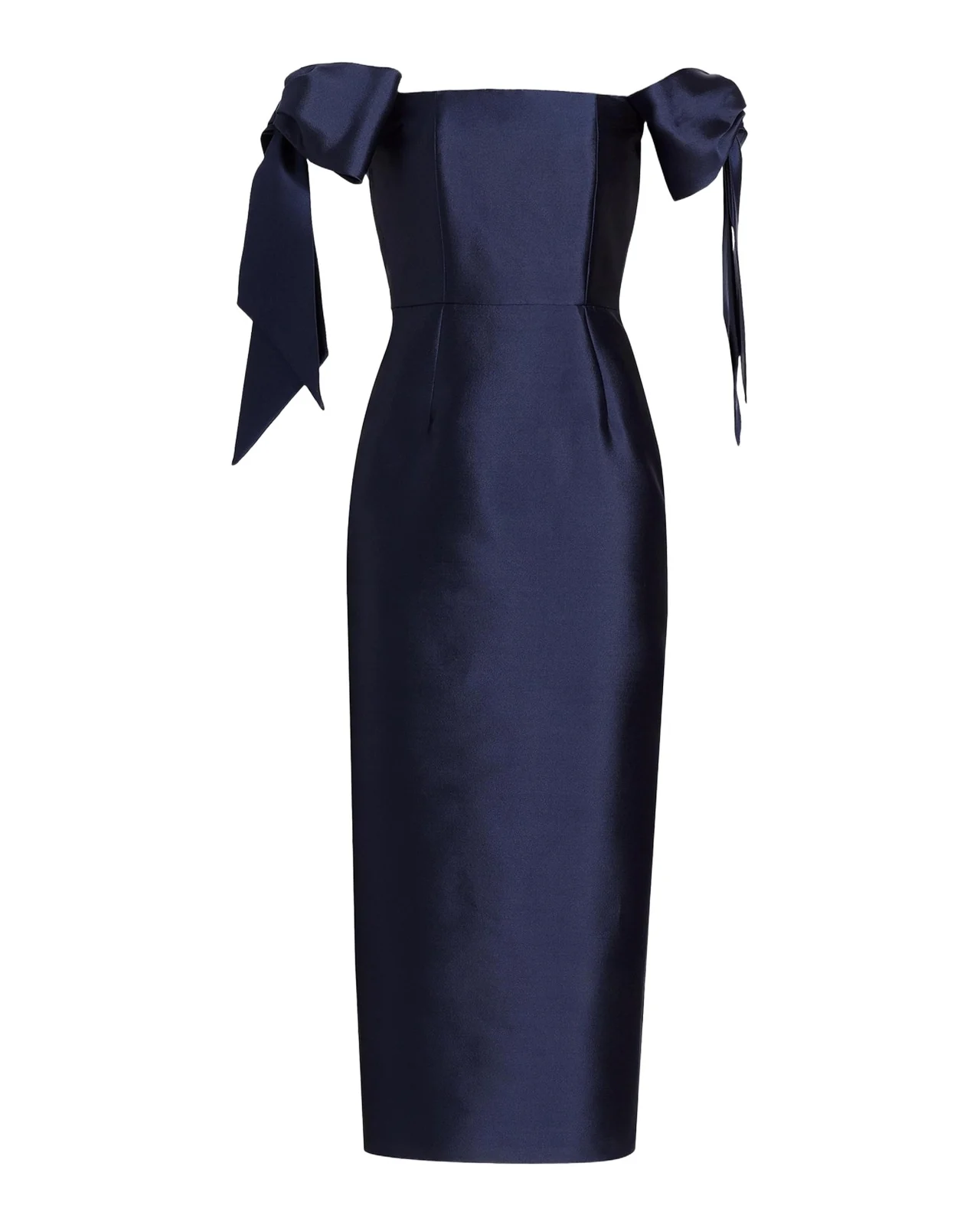 Isabella Bow Silk-Wool Column Midi Dress