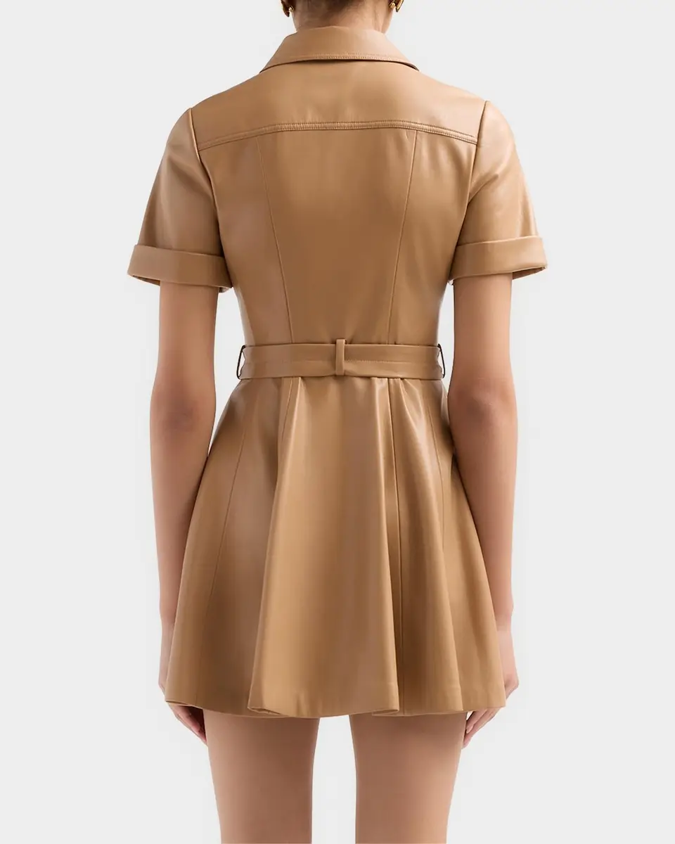 Alice + Olivia Lucy Faux-Leather Belted Mini Shirtdress | Thumbnail 3 Alice + Olivia Lucy Faux-Leather Belted Mini Shirtdress | Thumbnail 3