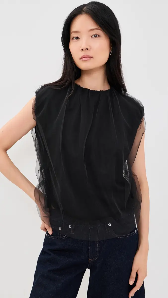 MEIMEIJ Sleeveless Tulle Jewel Neck Top | Thumbnail 2 MEIMEIJ Sleeveless Tulle Jewel Neck Top | Thumbnail 2