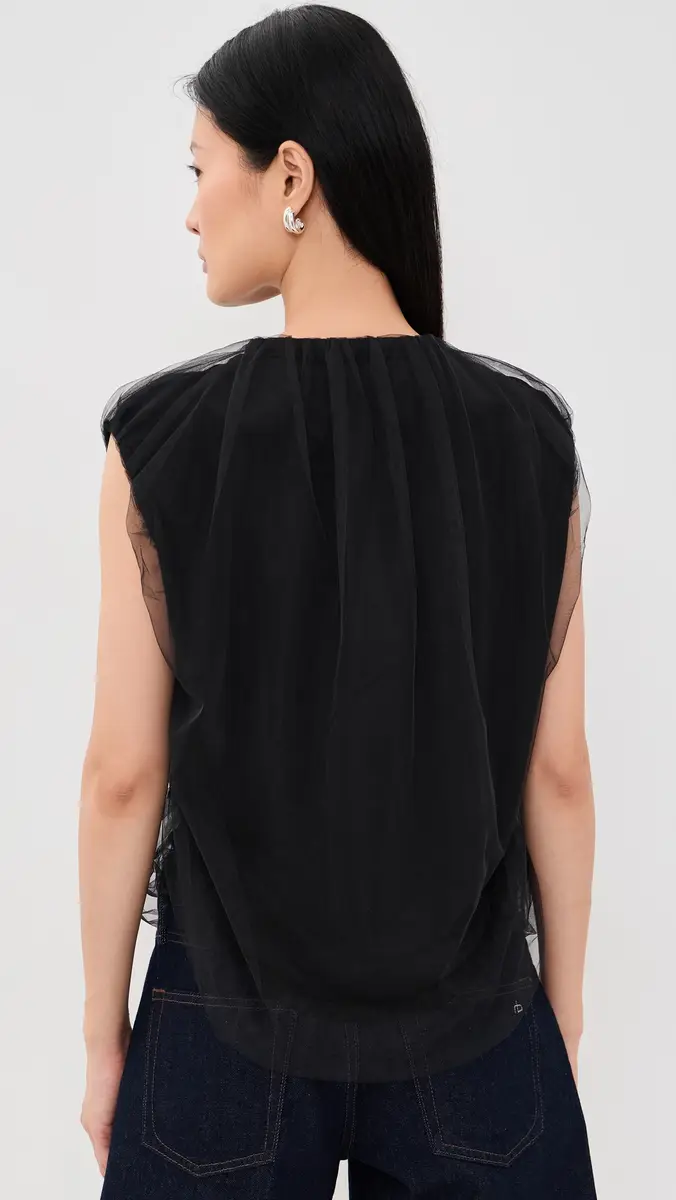MEIMEIJ Sleeveless Tulle Jewel Neck Top | Thumbnail 3 MEIMEIJ Sleeveless Tulle Jewel Neck Top | Thumbnail 3