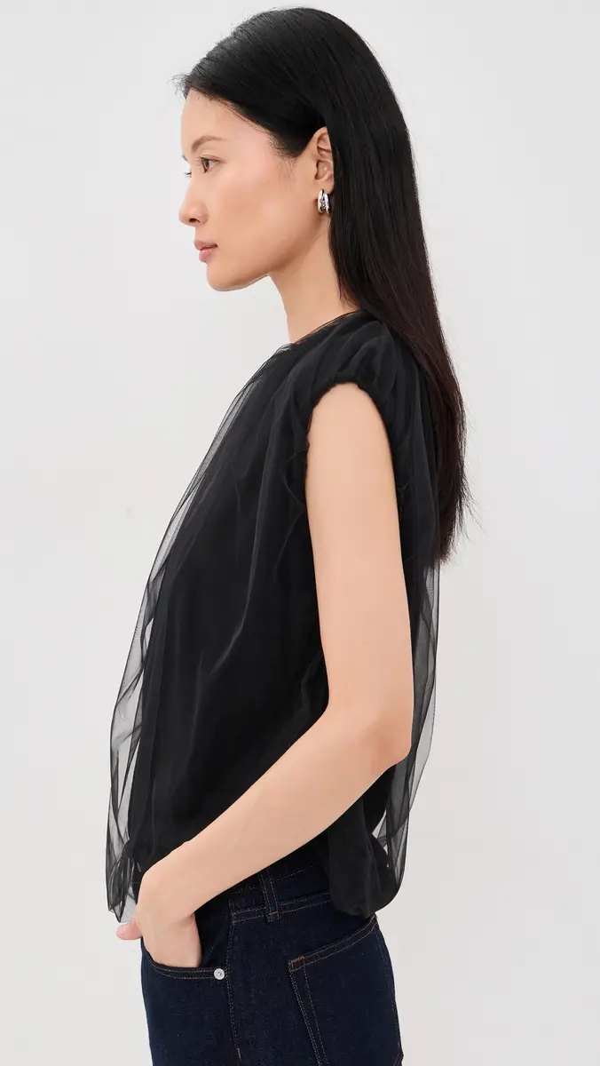 MEIMEIJ Sleeveless Tulle Jewel Neck Top | Thumbnail 4 MEIMEIJ Sleeveless Tulle Jewel Neck Top | Thumbnail 4