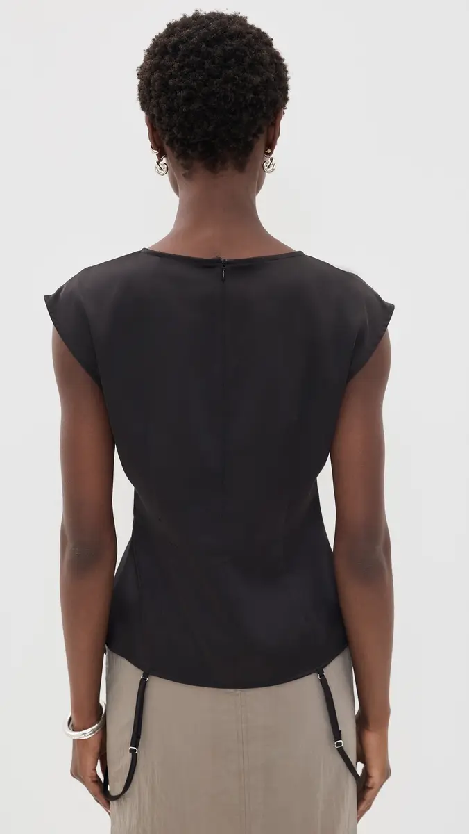 MEIMEIJ Sleeveless Satin Top with Bottom V Slit | Thumbnail 3 MEIMEIJ Sleeveless Satin Top with Bottom V Slit | Thumbnail 3