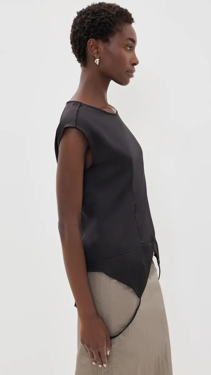 MEIMEIJ Sleeveless Satin Top with Bottom V Slit | Thumbnail 4 MEIMEIJ Sleeveless Satin Top with Bottom V Slit | Thumbnail 4
