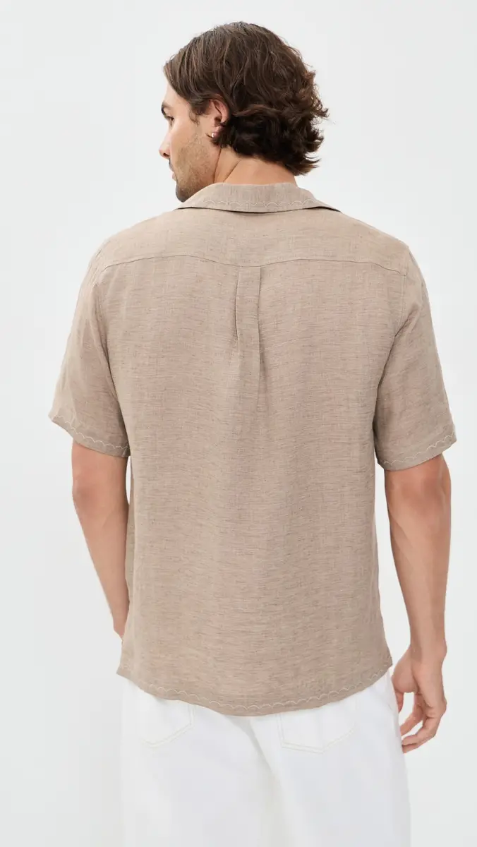 Frescobol Carioca Alves Palm Embroidered Linen Shirt | Thumbnail 3 Frescobol Carioca Alves Palm Embroidered Linen Shirt | Thumbnail 3