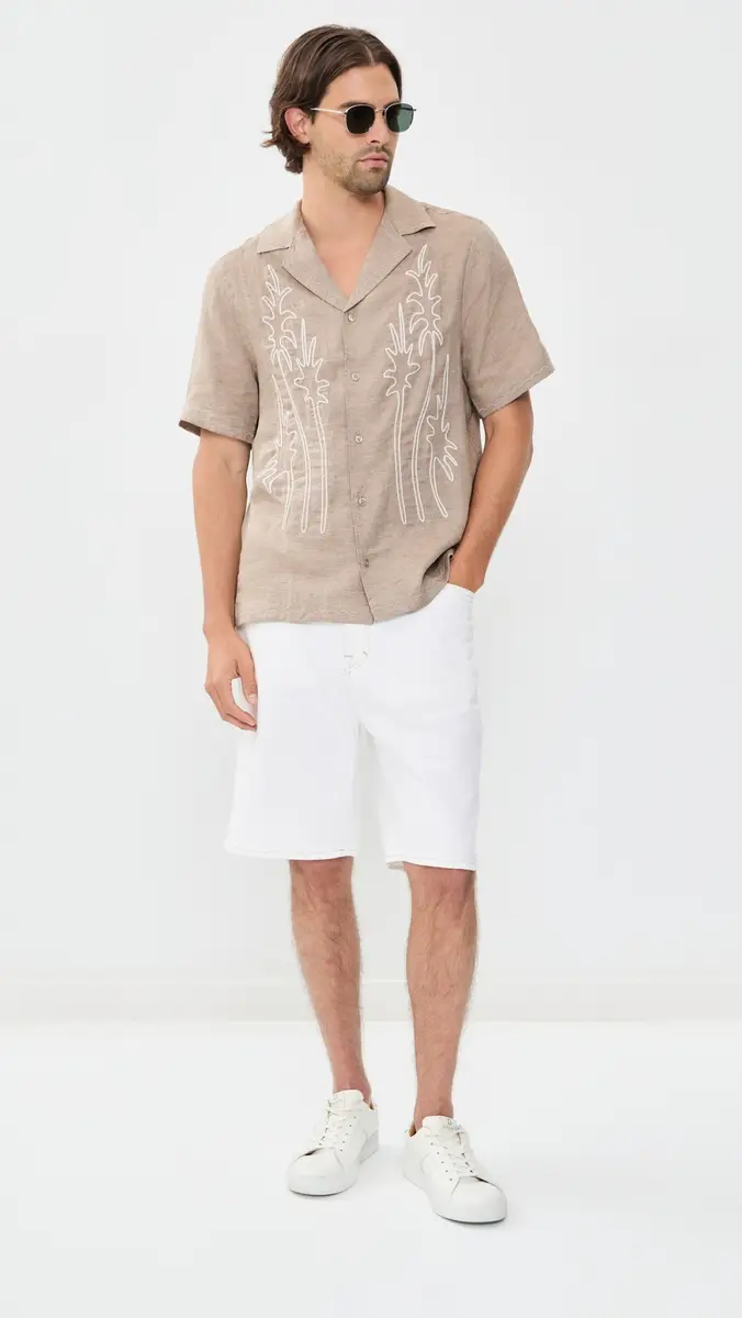 Frescobol Carioca Alves Palm Embroidered Linen Shirt | Thumbnail 5 Frescobol Carioca Alves Palm Embroidered Linen Shirt | Thumbnail 5