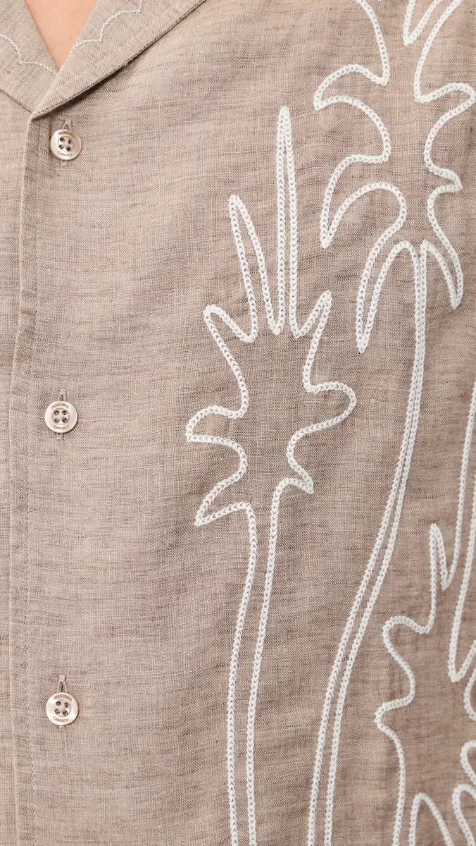Frescobol Carioca Alves Palm Embroidered Linen Shirt | Thumbnail 6 Frescobol Carioca Alves Palm Embroidered Linen Shirt | Thumbnail 6