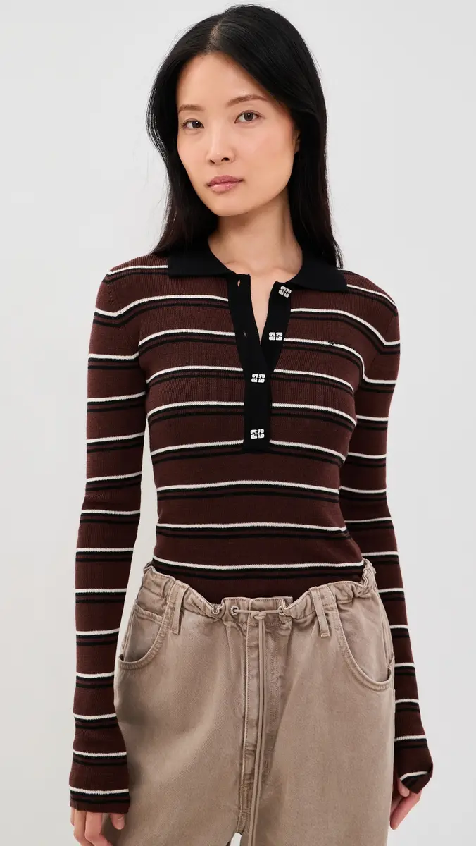 Ganni Mini Ribbed Merino Polo | Thumbnail 2 Ganni Mini Ribbed Merino Polo | Thumbnail 2
