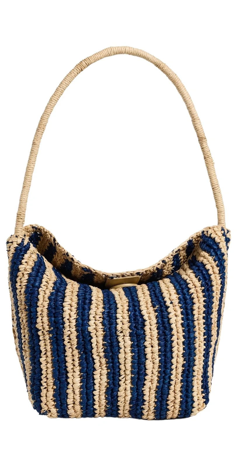 Madewell Handwoven Shoulder Bag - Raffia Stripe Retro Blue Stripe Multi