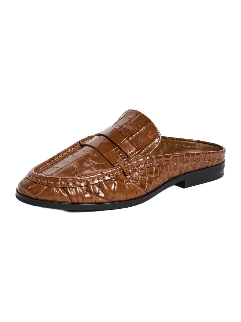 Dean Embossed Leather Loafer Mules