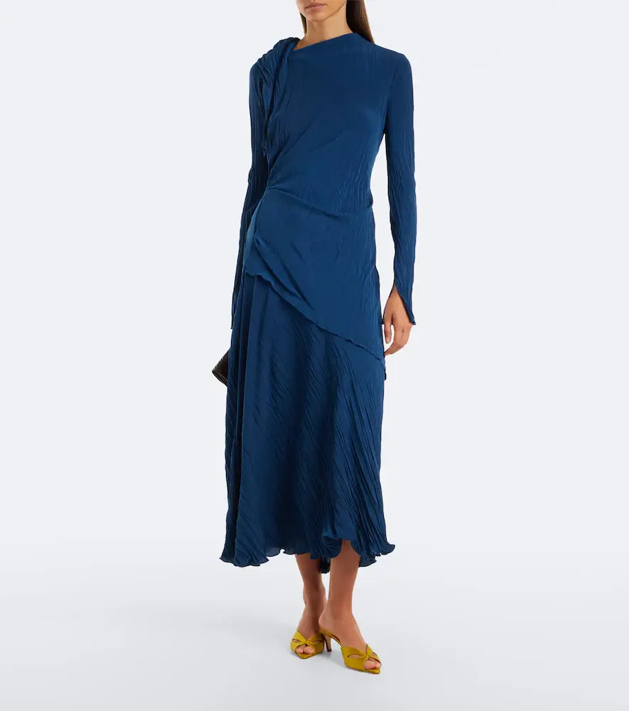 Victoria Beckham Asymmetric plissé midi dress | Thumbnail 2