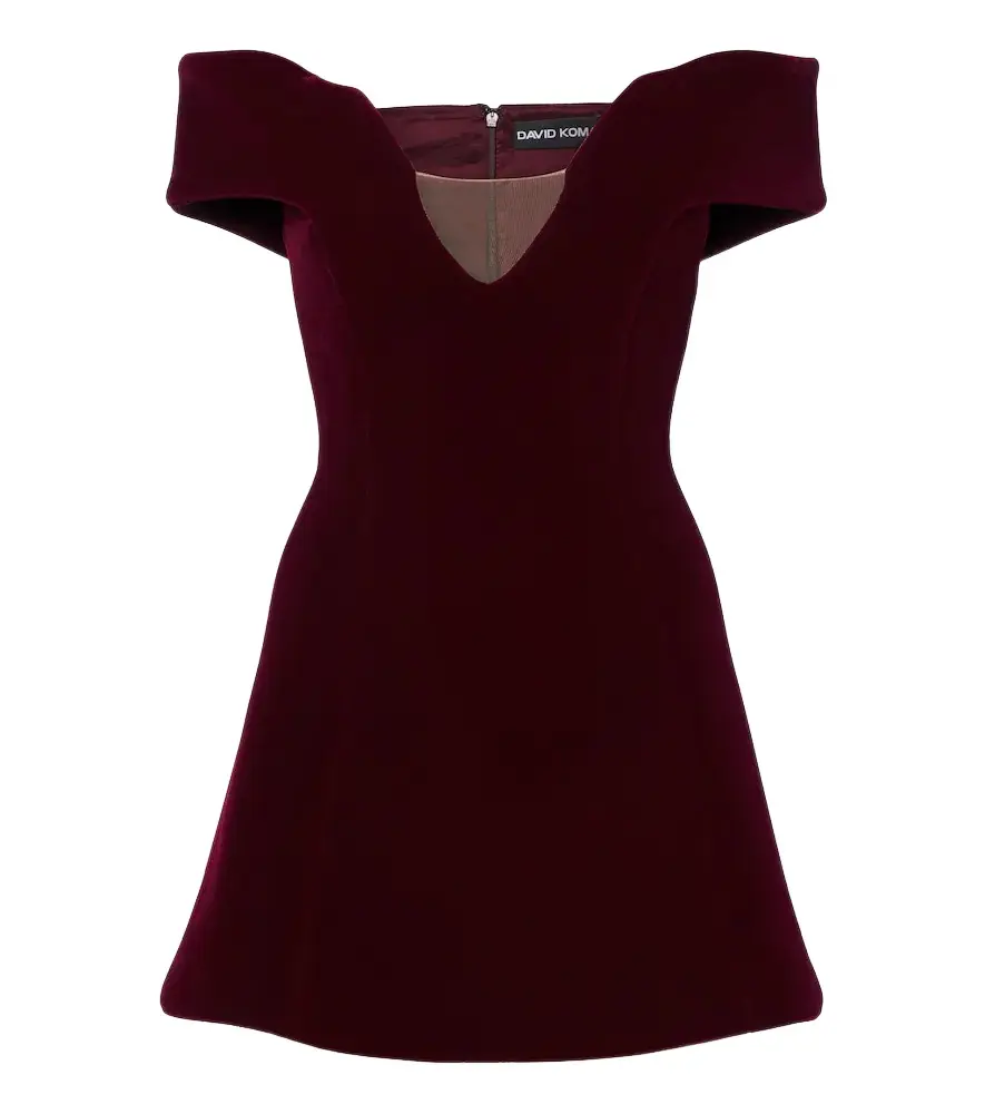 David Koma Off-shoulder velvet minidress | Image 1 David Koma Off-shoulder velvet minidress | Image 1