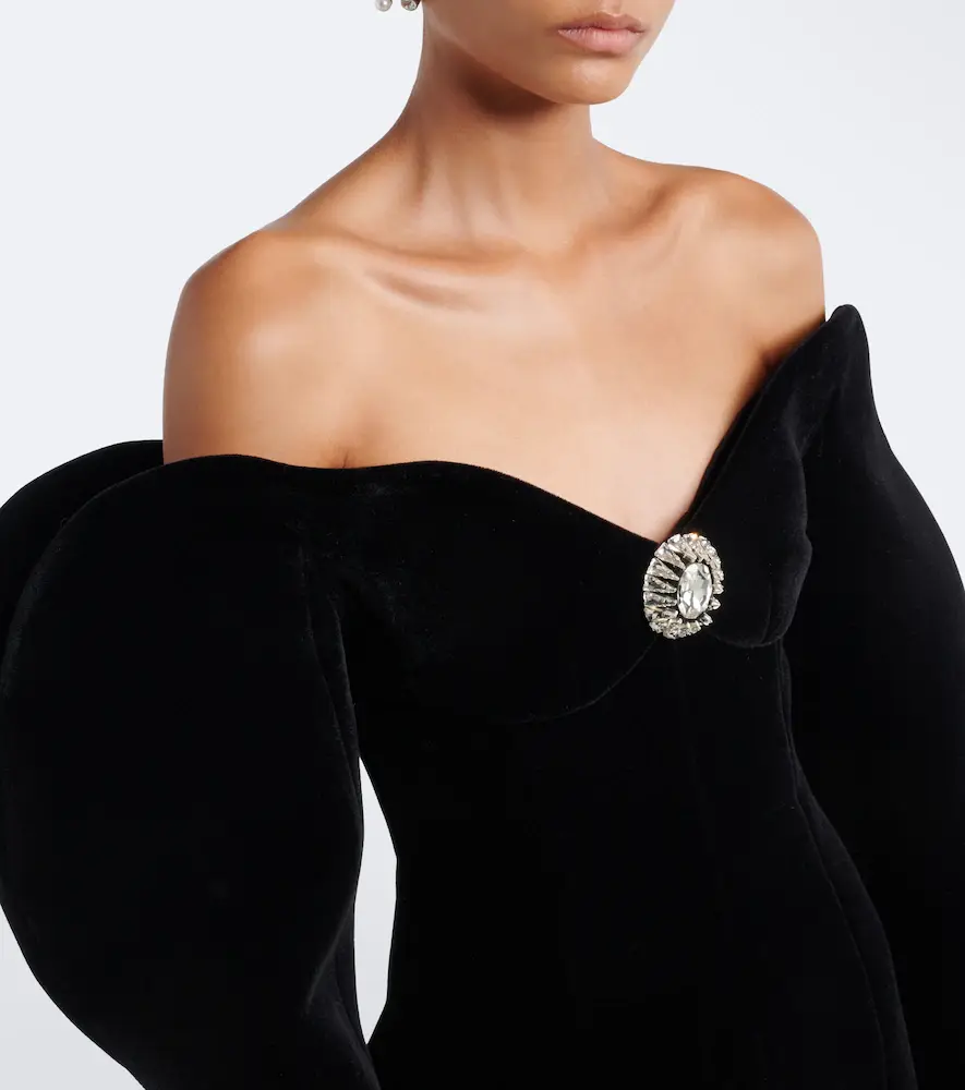 David Koma Off-shoulder velvet minidress | Thumbnail 6