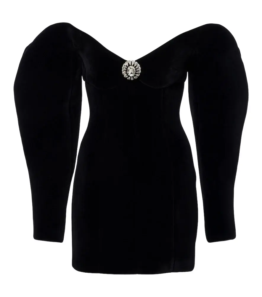 David Koma Off-shoulder velvet minidress | Image 1 David Koma Off-shoulder velvet minidress | Image 1
