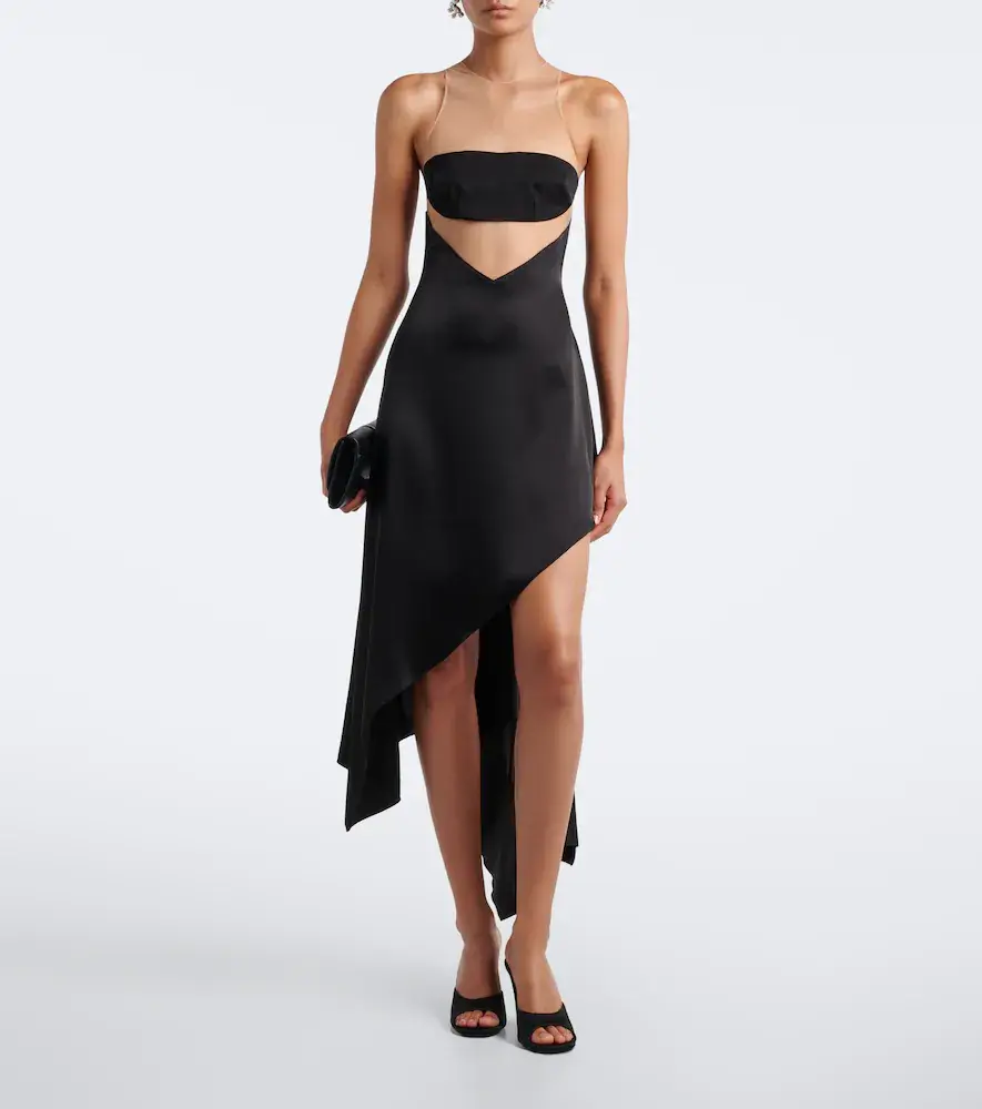 David Koma Asymmetric mesh-paneled midi dress | Thumbnail 3 David Koma Asymmetric mesh-paneled midi dress | Thumbnail 3