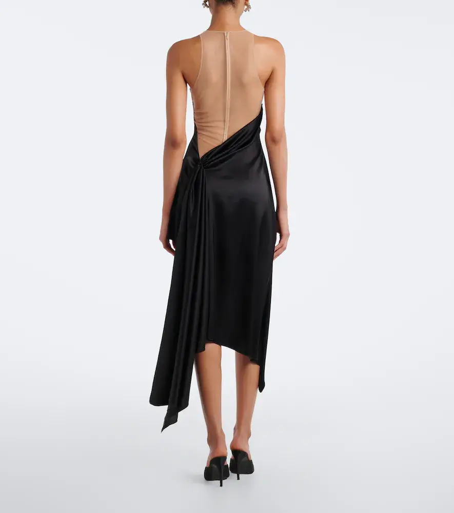 David Koma Asymmetric mesh-paneled midi dress | Thumbnail 4 David Koma Asymmetric mesh-paneled midi dress | Thumbnail 4