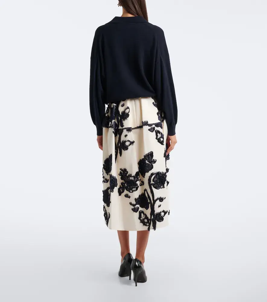Erdem Floral fil coupé poplin midi skirt | Thumbnail 4 Erdem Floral fil coupé poplin midi skirt | Thumbnail 4