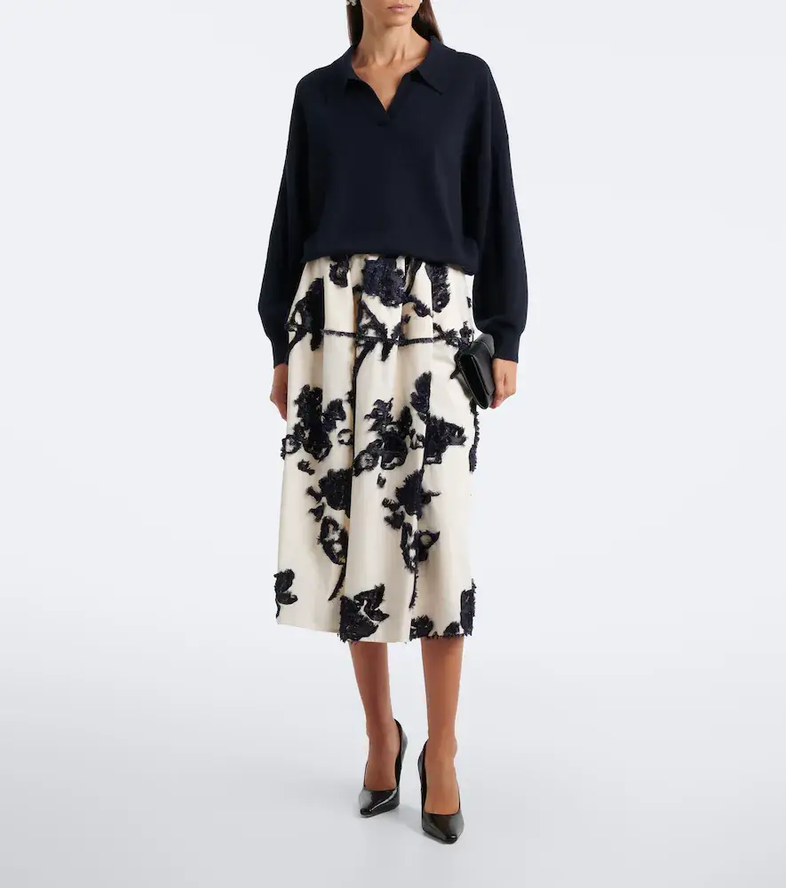 Erdem Floral fil coupé poplin midi skirt | Thumbnail 5 Erdem Floral fil coupé poplin midi skirt | Thumbnail 5