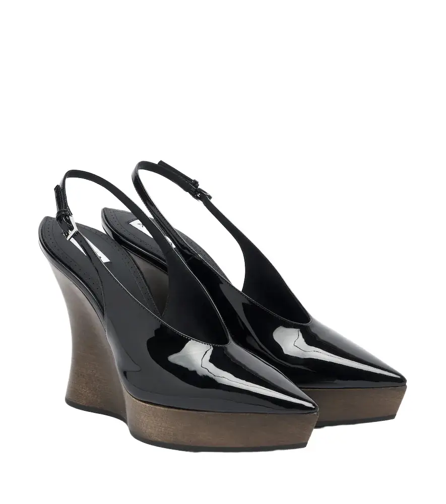 Alaia Alaïa Patent leather wedge slingback clogs | Image 1 Alaia Alaïa Patent leather wedge slingback clogs | Image 1