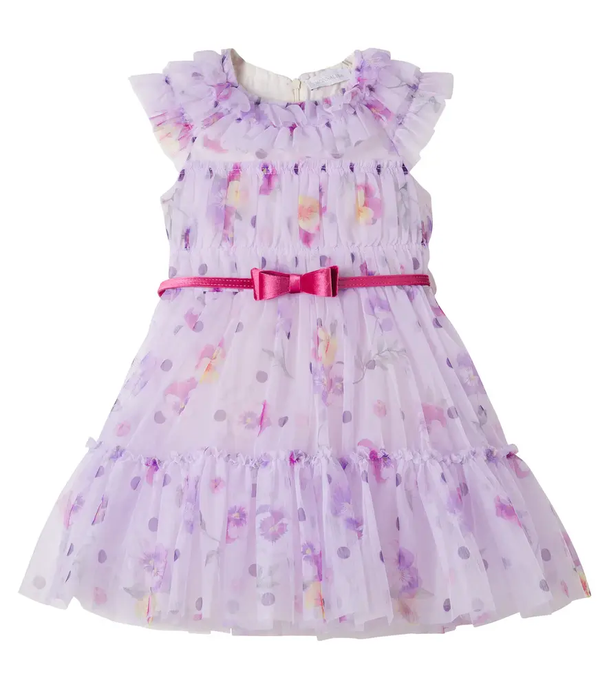 Monnalisa Floral belted tulle dress | Image 1 Monnalisa Floral belted tulle dress | Image 1