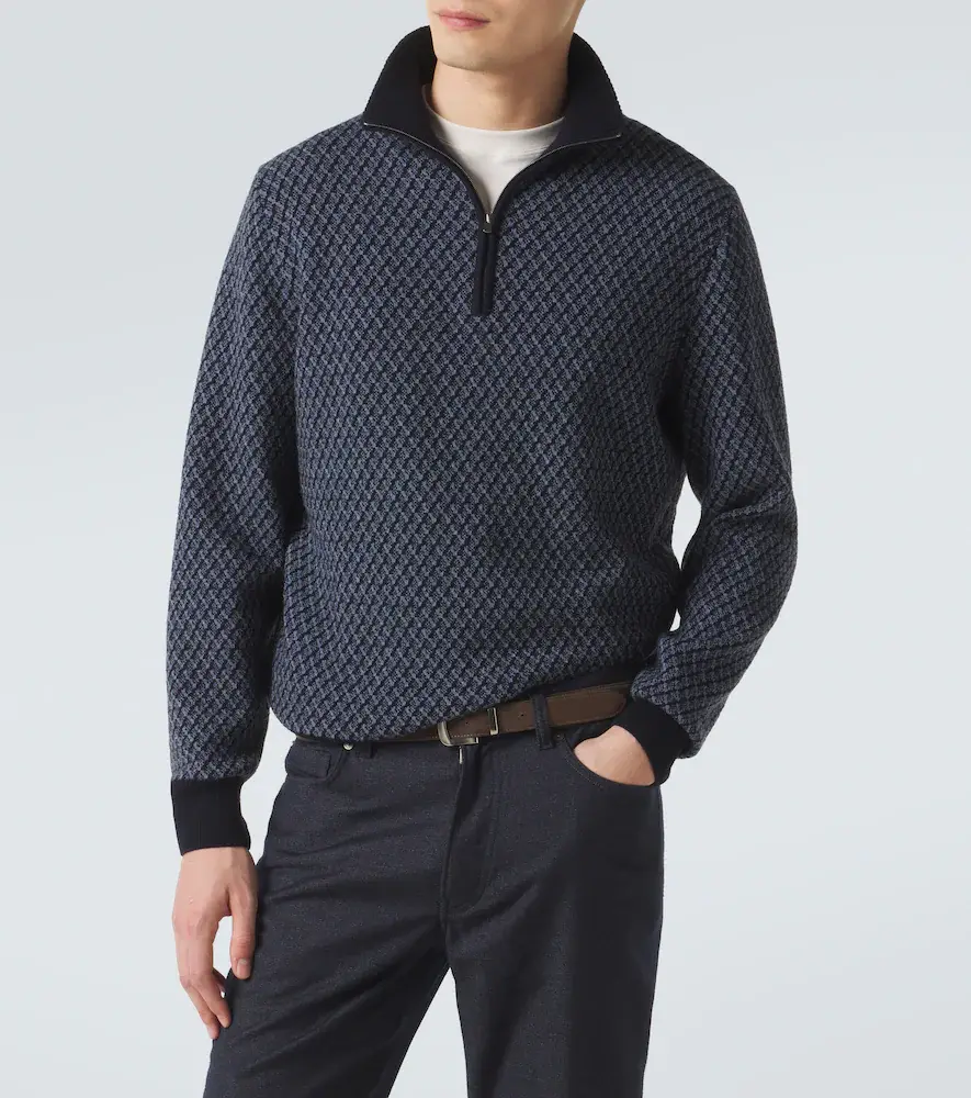 AGNONA Cashmere, wool, and silk half-zip sweater | Thumbnail 2