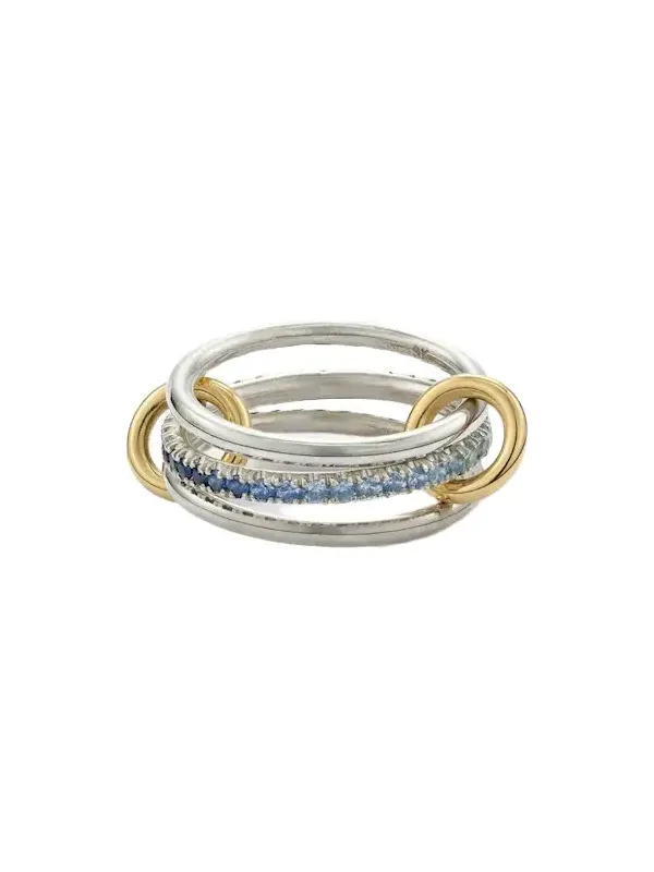 Tigris sterling silver and 18kt gold ring with sapphires