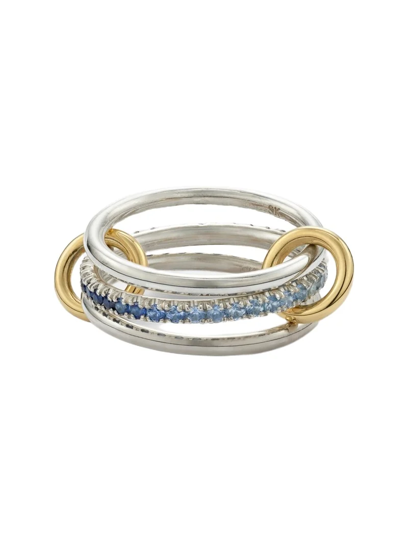 Tigris sterling silver and 18kt gold ring with sapphires