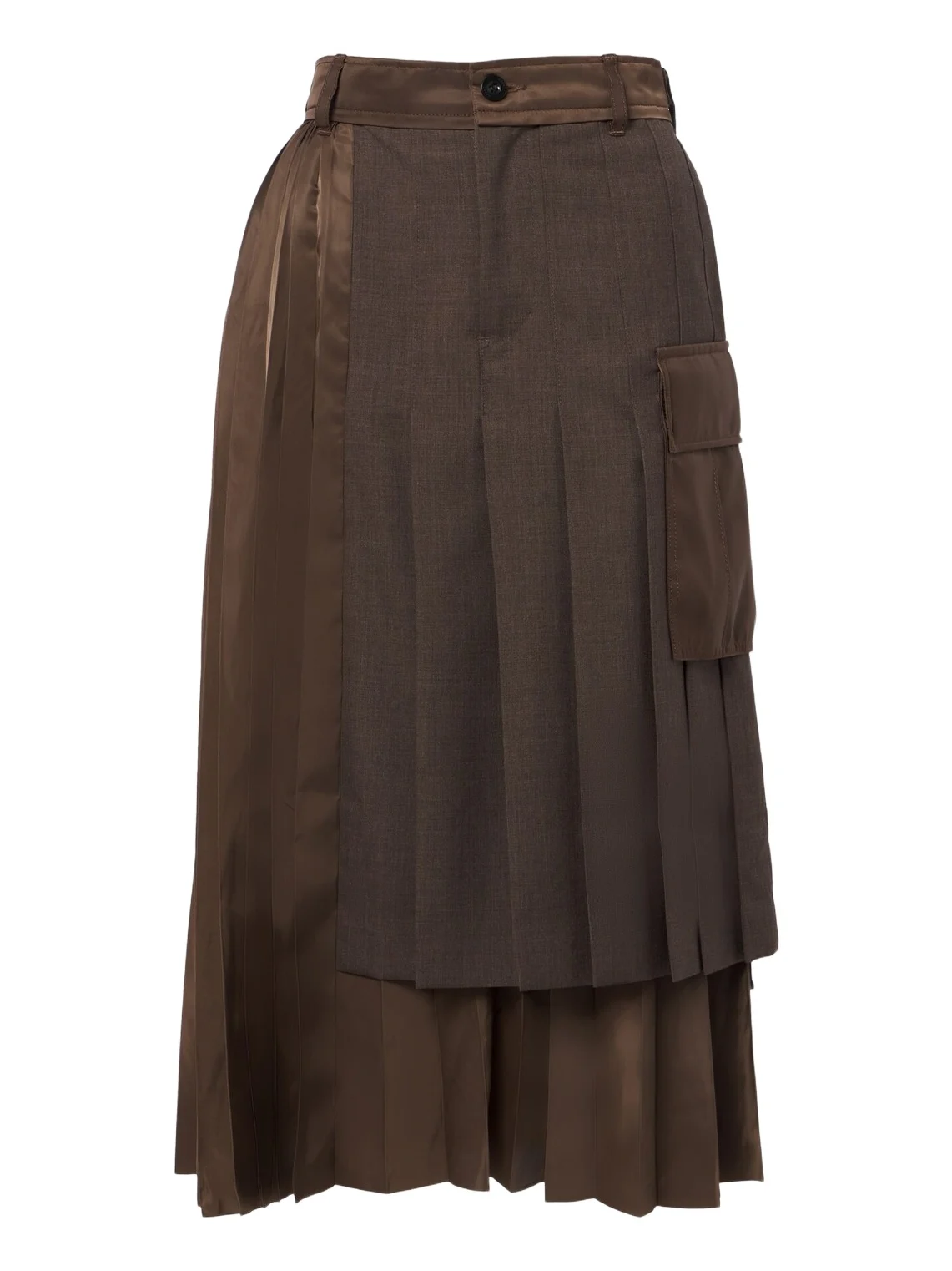 Layered pleated wool-trimmed midi skirt Layered pleated wool-trimmed midi skirt