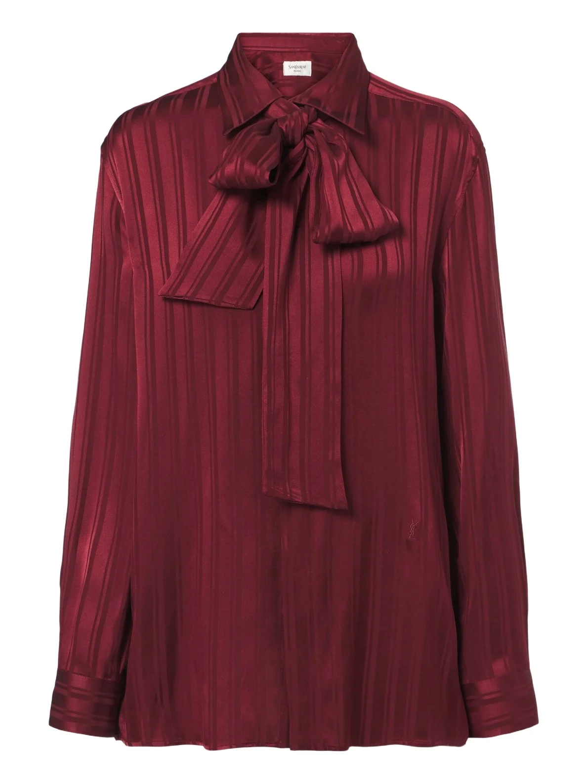 Striped tie-neck silk jacquard blouse