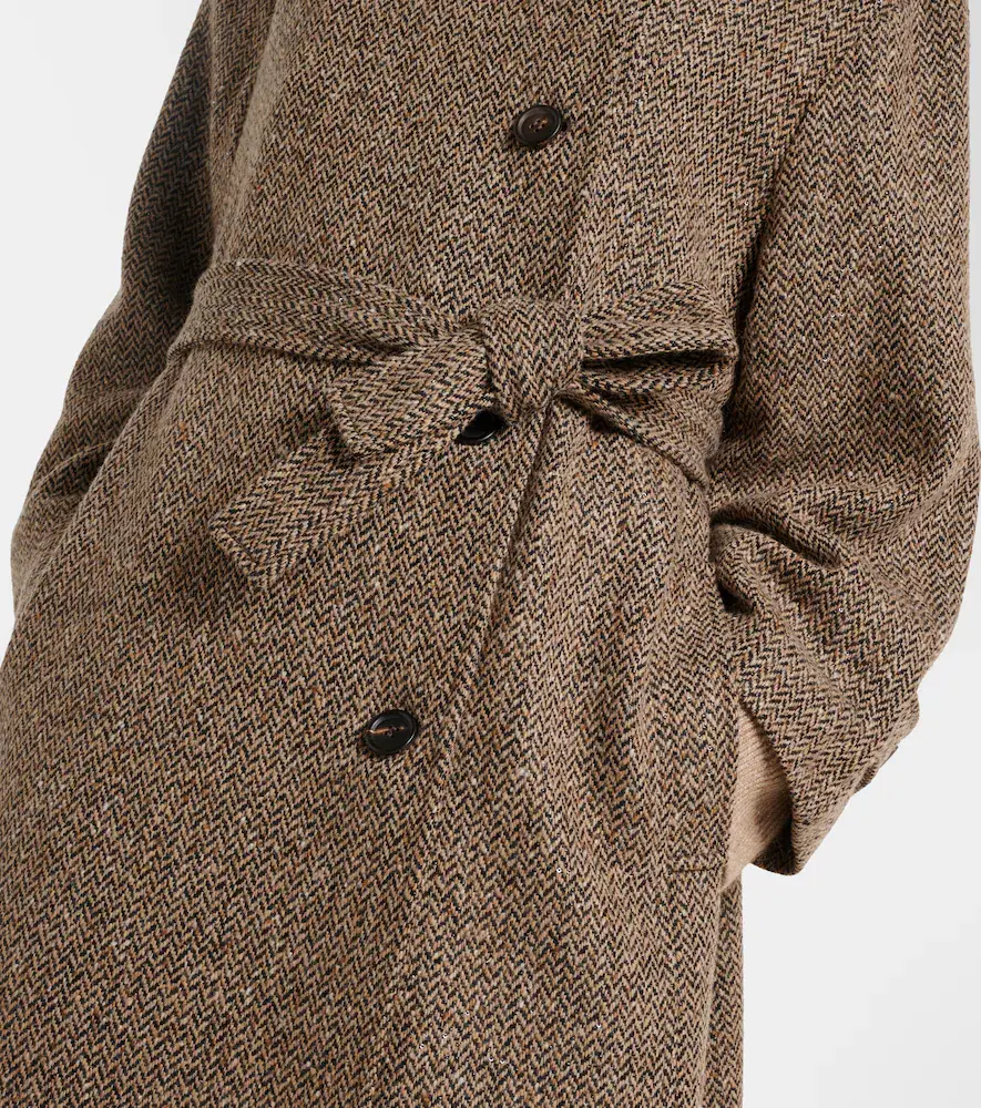 Brunello Cucinelli Belted herringbone wool-blend coat | Thumbnail 6