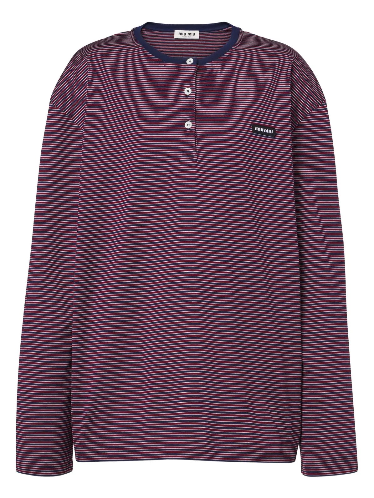 Miu Miu Striped cotton jersey Henley shirt