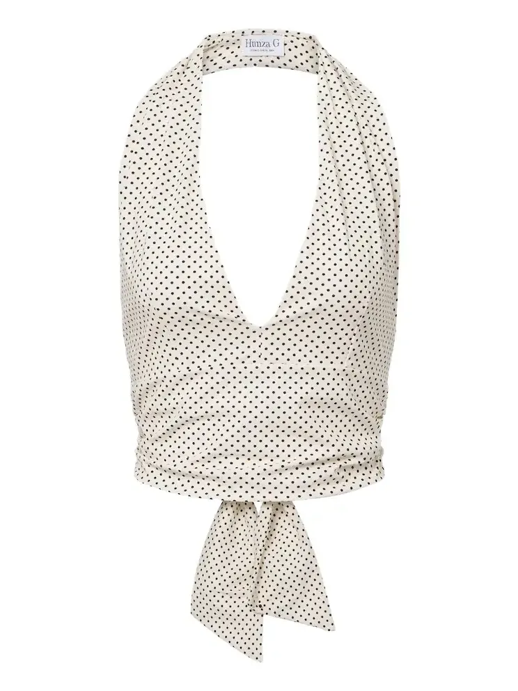 Hunza G Polka-dot halterneck crop top
