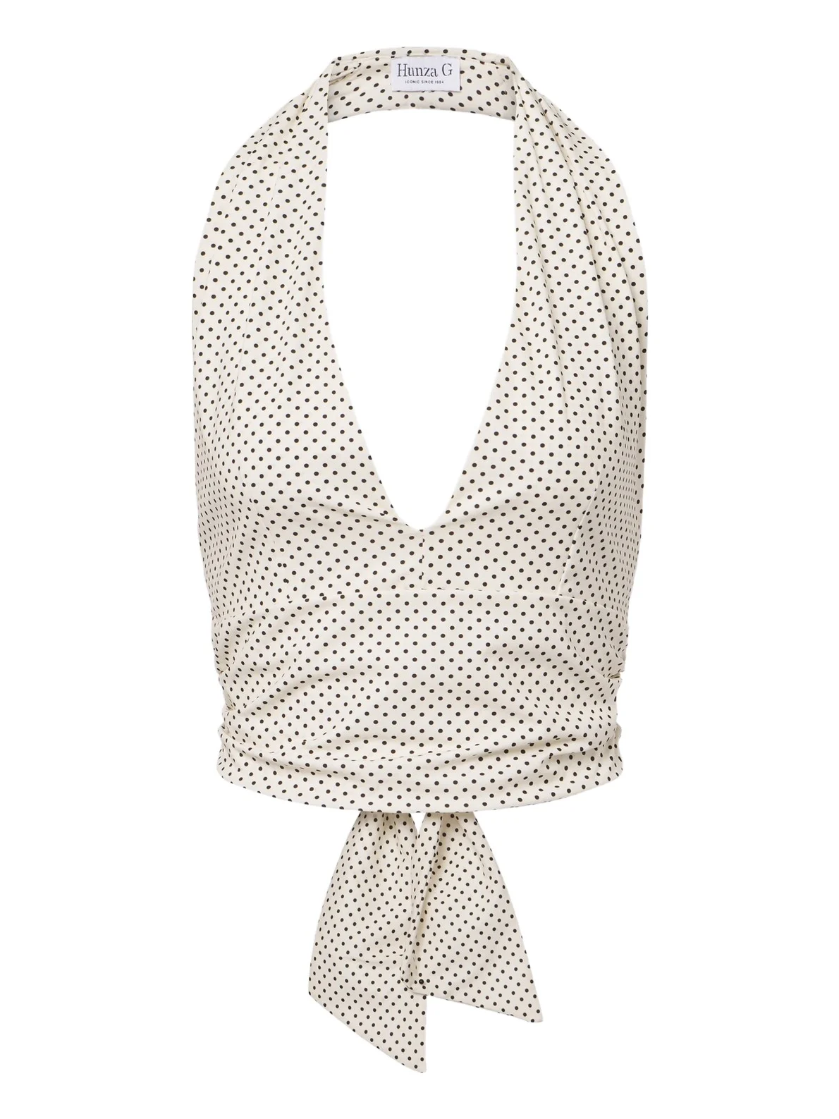 Polka-dot halterneck crop top