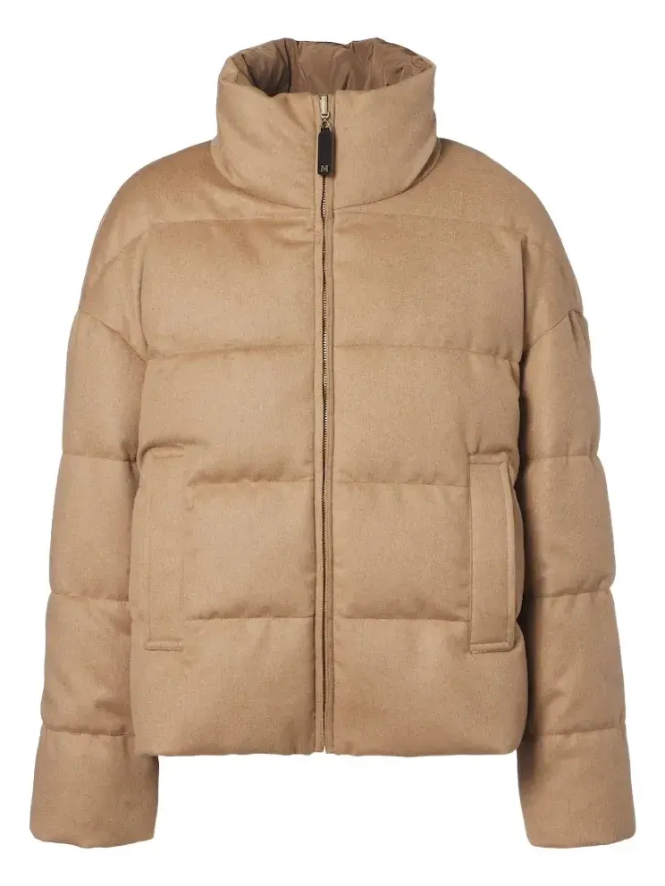Reversible camel hair down jacket